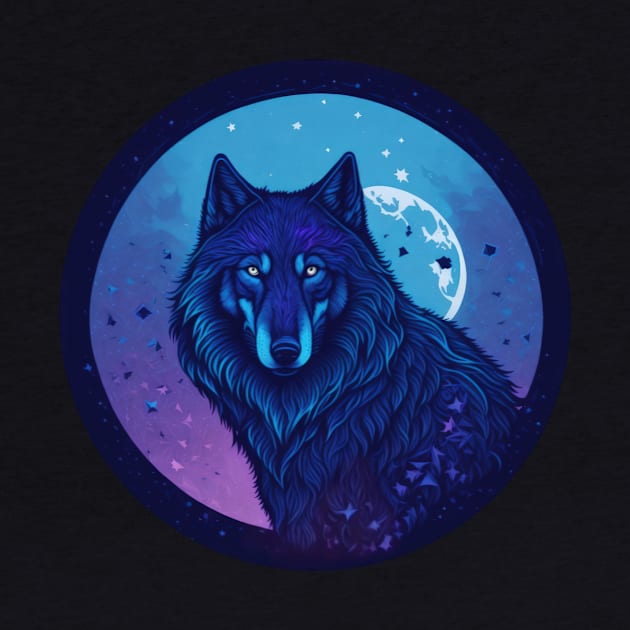 We Are All Made of Stardust - Dark Blue Wolf Design by SymbioticDesign